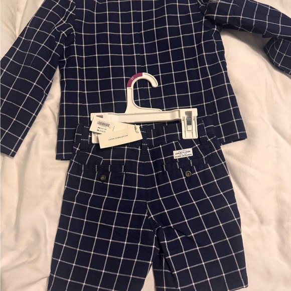 Janie and Jack Navy Blue Checkered Kids Matching Set - Picture 2 of 4